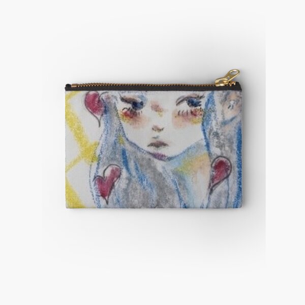 Item preview, Blue-Haired Girl with Hearts - Soft Portrait Illustration designed and sold by MOE'S LITTLE GALLERY.