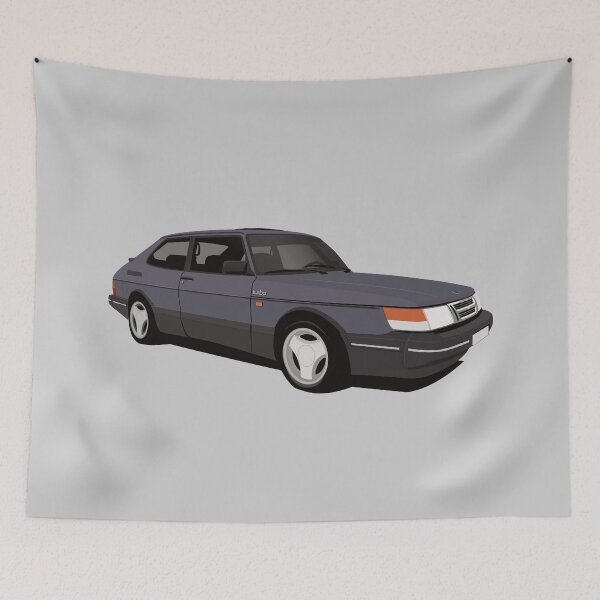 Item preview, 112 Blue SAAB 900 Turbo 16 Aero illustration designed and sold by knappidesign.