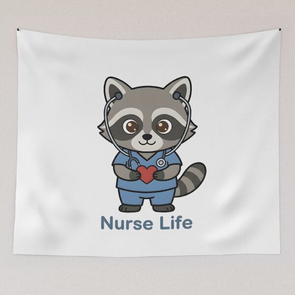 Item preview, Cute Raccoon Nurse – Nurse Life Funny Gift Sticker designed and sold by Isliath.