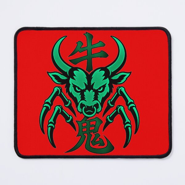 Item preview, Ushi-Oni Japanese Yokai Art – Jade Green Oni Kanji Design designed and sold by Handcan.