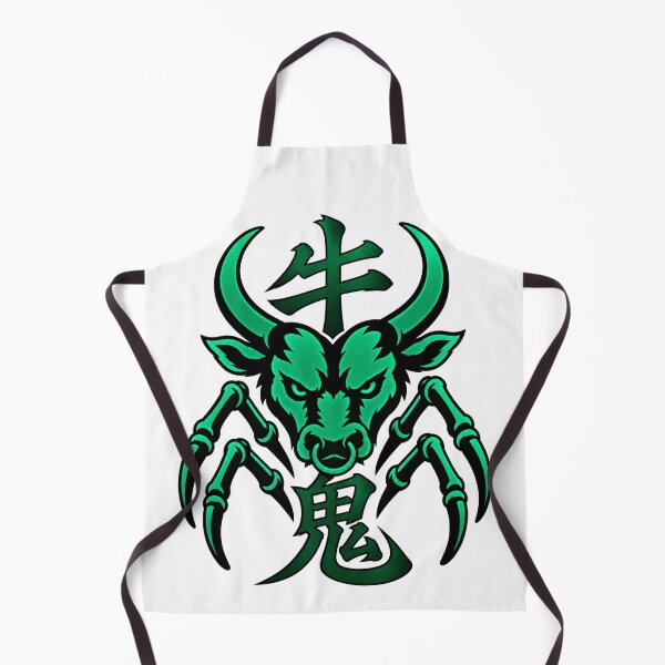 Item preview, Ushi-Oni Japanese Yokai Art – Jade Green Oni Kanji Design designed and sold by Handcan.
