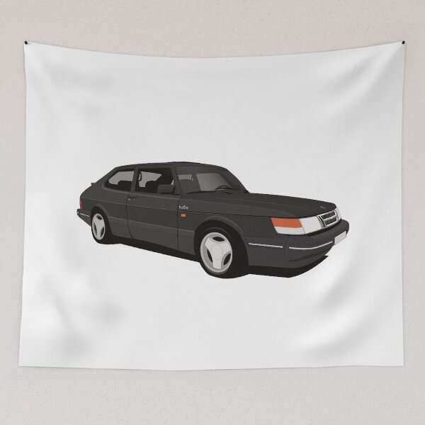 Item preview, Black Saab 900 Turbo 16 Aero illustration designed and sold by knappidesign.