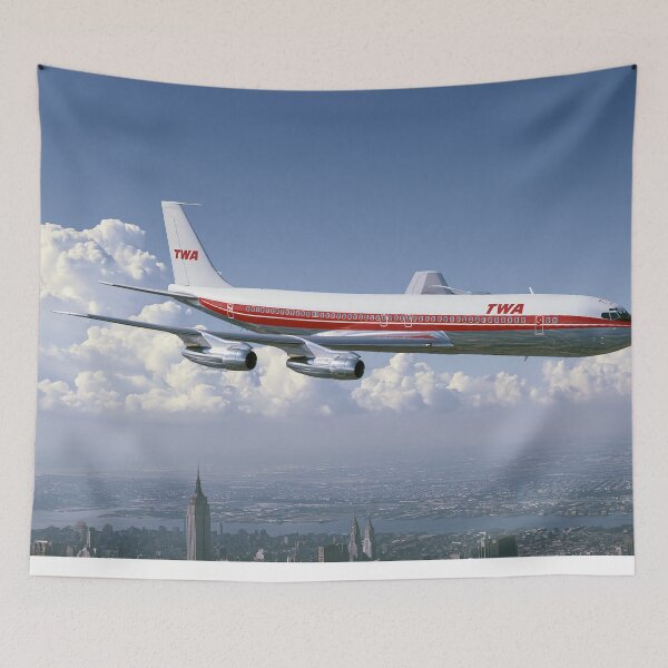 Item preview, TWA Boeing 707 Above Manhattan Aviation Illustration designed and sold by Skyframe Aviation.