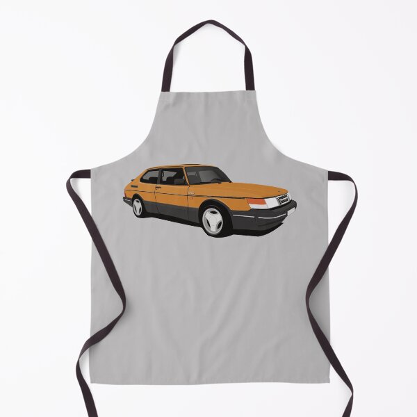 Artikelvorschau, Illustration eines orangefarbenen Saab 900 Turbo 16 Aero entworfen und verkauft von knappidesign.