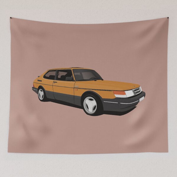 Item preview, Orange Saab 900 Turbo 16 Aero illustration designed and sold by knappidesign.