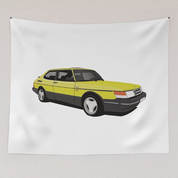 Item preview, Yellow Saab 900 Aero illustration designed and sold by knappidesign.