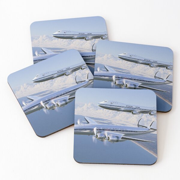 Item preview, Pan Am Constellation And 747 Coastal Formation Illustration designed and sold by Skyframe Aviation.