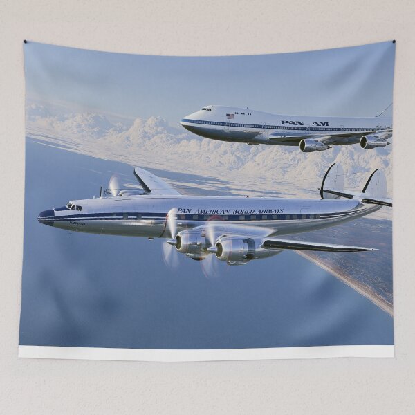 Item preview, Pan Am Constellation And 747 Coastal Formation Illustration designed and sold by Skyframe Aviation.