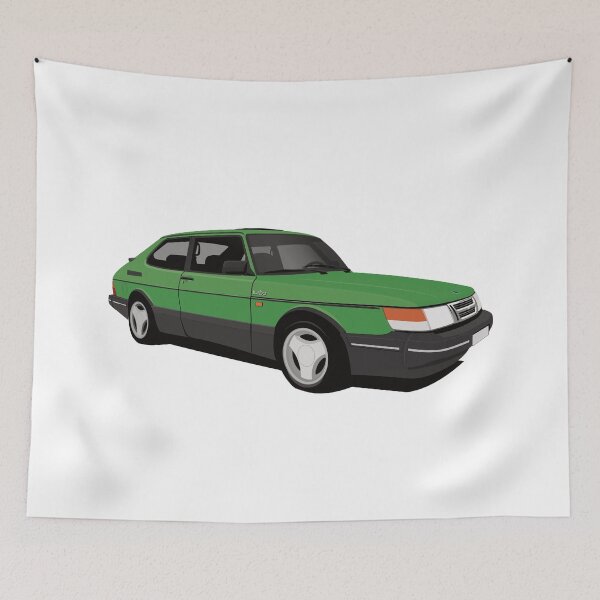 Item preview, Green Saab 900 Turbo Aero illustration designed and sold by knappidesign.