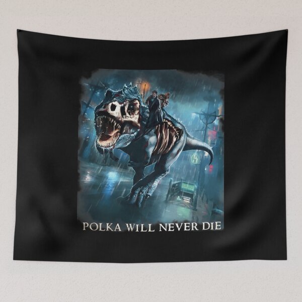 Item preview, Undead Dino Ride Rainy City Polka Never Die designed and sold by HarsuPreart.