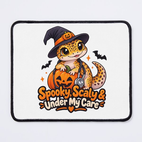 Item preview, Spooky Scaly Under My Care – Exotic Animal Vet Halloween Leopard Gecko designed and sold by Bettybee00.