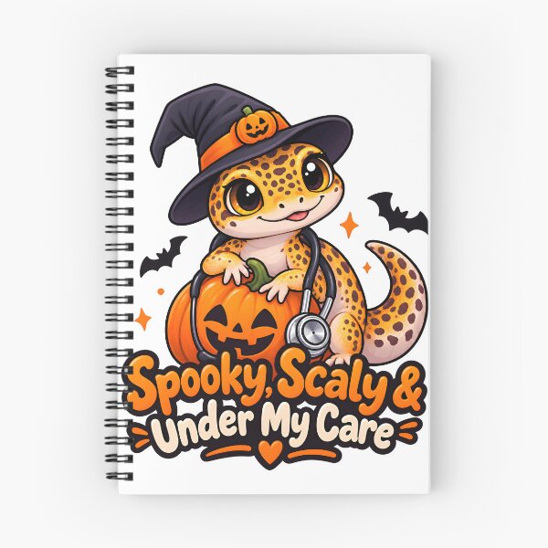 Item preview, Spooky Scaly Under My Care – Exotic Animal Vet Halloween Leopard Gecko designed and sold by Bettybee00.