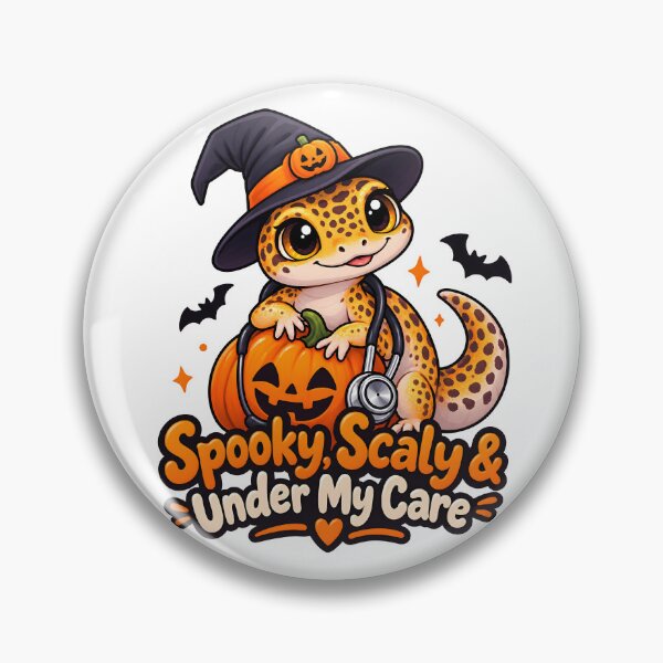 Item preview, Spooky Scaly Under My Care – Exotic Animal Vet Halloween Leopard Gecko designed and sold by Bettybee00.