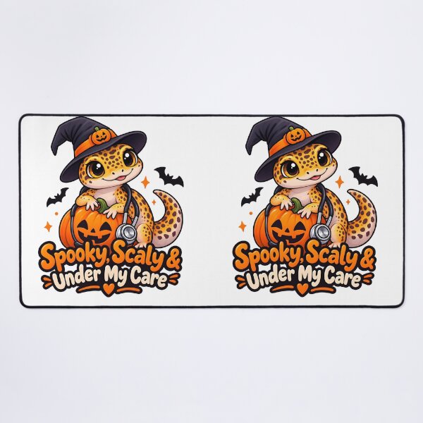 Item preview, Spooky Scaly Under My Care – Exotic Animal Vet Halloween Leopard Gecko designed and sold by Bettybee00.