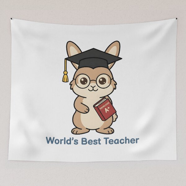 Aperçu de l'œuvre Cute Rabbit Teacher – World's Best Teacher Funny Gift créée et vendue par Isliath.