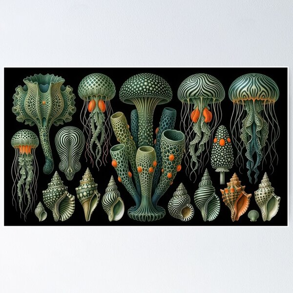 Item preview, Ernst Haeckel Tubular Glass Sponges & Jellyfish designed and sold by andreisky.