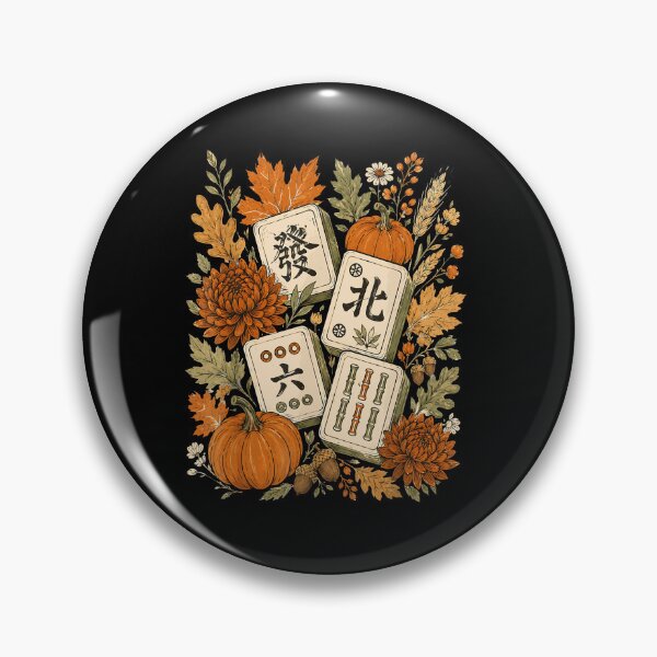 Item preview, Floral Pumpkin Fall Mahjong Autumn Chinese Tile Game Night designed and sold by huyongton.