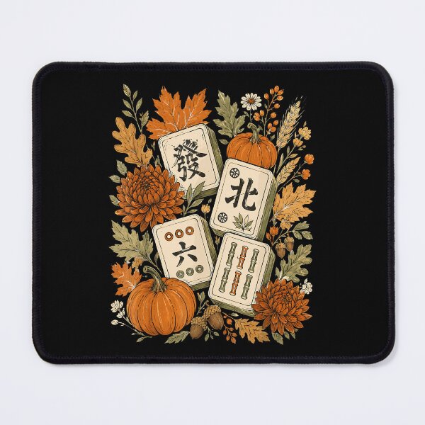 Item preview, Floral Pumpkin Fall Mahjong Autumn Chinese Tile Game Night designed and sold by huyongton.