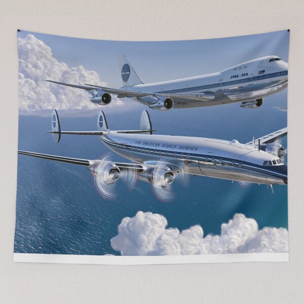 Item preview, Pan Am Constellation And 747 Heritage Flight Illustration designed and sold by Skyframe Aviation.