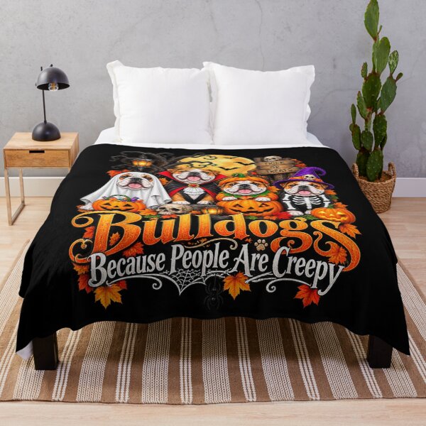 Item preview, Bulldogs Because People Are Creepy Funny Halloween Dogs designed and sold by MidzzSky.