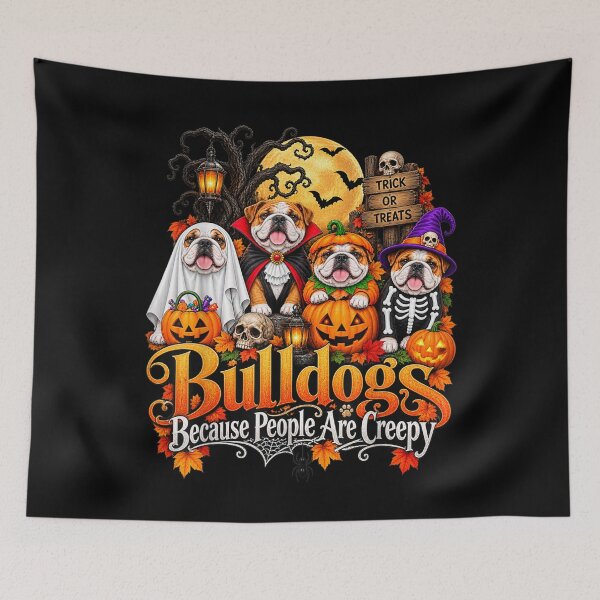Item preview, Bulldogs Because People Are Creepy Funny Halloween Dogs designed and sold by MidzzSky.