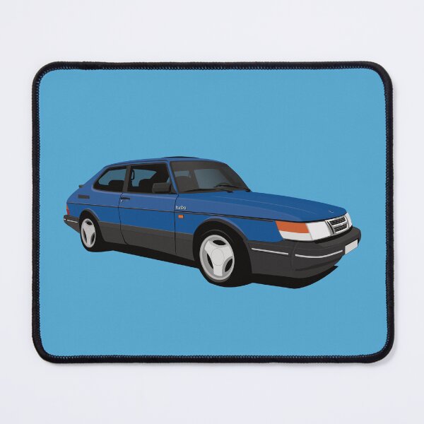 Artikelvorschau, Illustration des blauen Saab 900 Turbo Aero entworfen und verkauft von knappidesign.