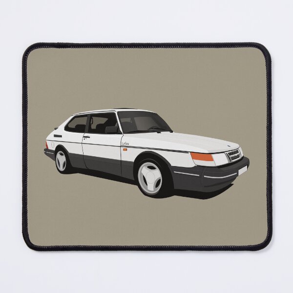 Artikelvorschau, Illustration eines weißen Saab 900 Turbo Aero entworfen und verkauft von knappidesign.