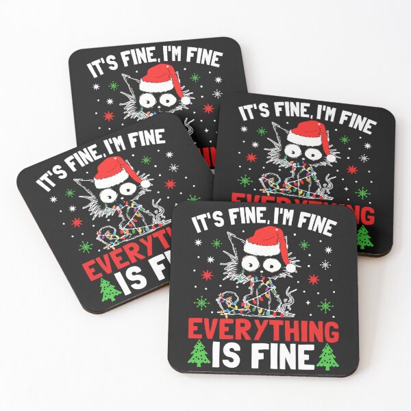 Item preview, It's Fine I'm Fine Everything is Fine Xmas Cat Christmas Long Sleeve designed and sold by bandom557.