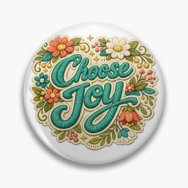 Item preview, Choose Joy Floral Embroidery Retro Positive Quote Cottagecore Art Design designed and sold by inkoutninja.