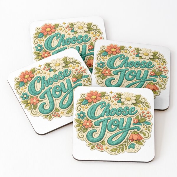 Item preview, Choose Joy Floral Embroidery Retro Positive Quote Cottagecore Art Design designed and sold by inkoutninja.