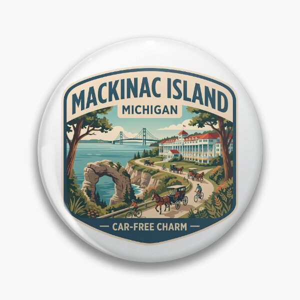 Item preview, Mackinac Island Michigan Vintage Grand Hotel Horse Carriage Travel Art designed and sold by LittleArij.