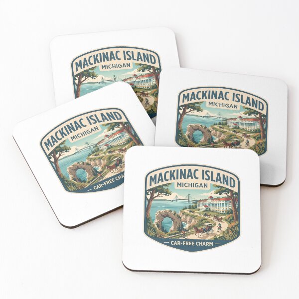 Item preview, Mackinac Island Michigan Vintage Grand Hotel Horse Carriage Travel Art designed and sold by LittleArij.