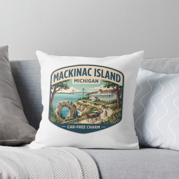 Item preview, Mackinac Island Michigan Vintage Grand Hotel Horse Carriage Travel Art designed and sold by LittleArij.