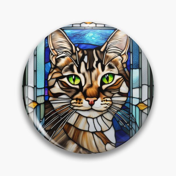 Item preview, Stained Glass Tabby Cat Art  designed and sold by pinkal.