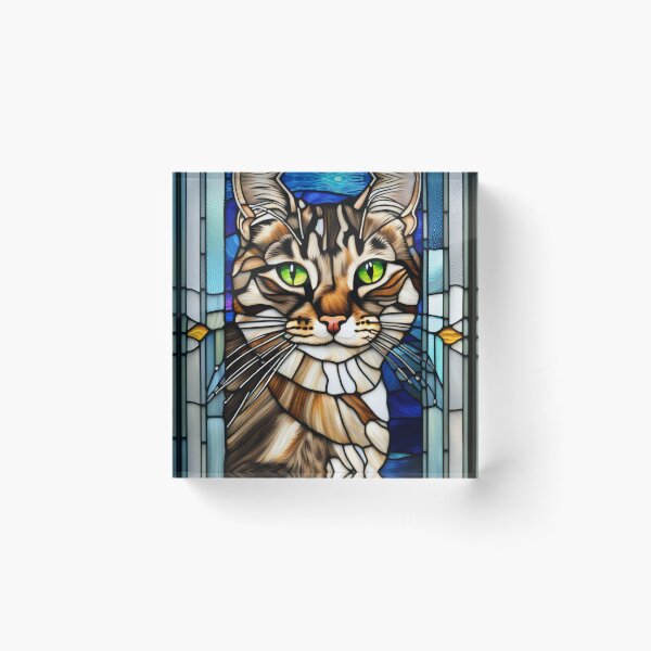 Item preview, Stained Glass Tabby Cat Art  designed and sold by pinkal.