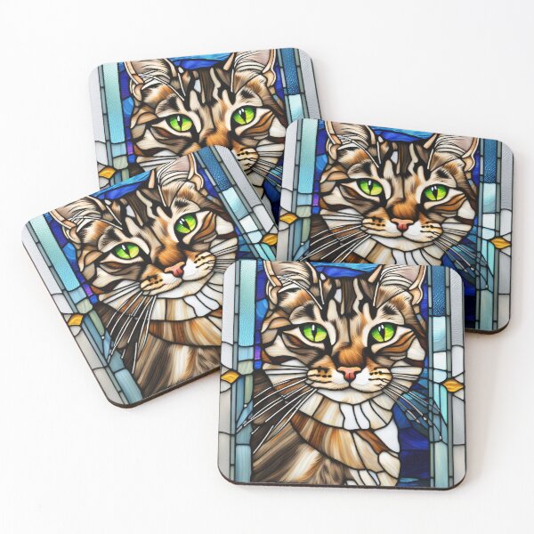 Item preview, Stained Glass Tabby Cat Art  designed and sold by pinkal.