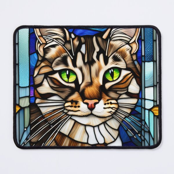 Item preview, Stained Glass Tabby Cat Art designed and sold by pinkal.