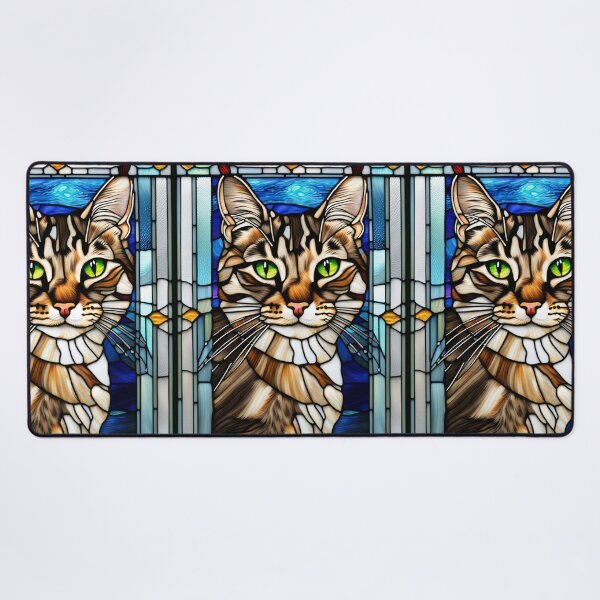 Item preview, Stained Glass Tabby Cat Art designed and sold by pinkal.