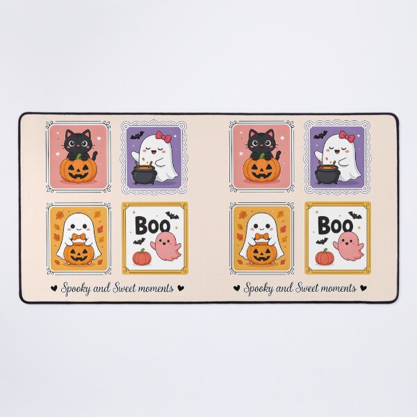 Item preview, Kawaii Pink Halloween Ghost and Cat Clipart designed and sold by zozo-shop.