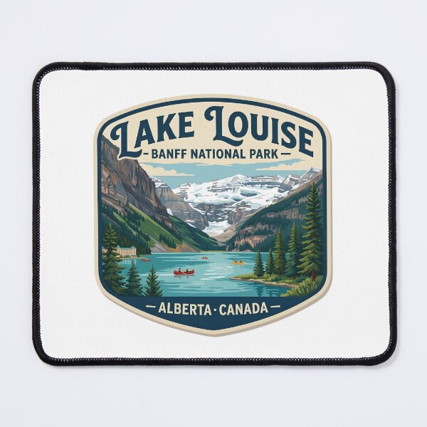 Item preview, Lake Louise Banff National Park Vintage Canadian Rockies Canoe Art designed and sold by LittleArij.