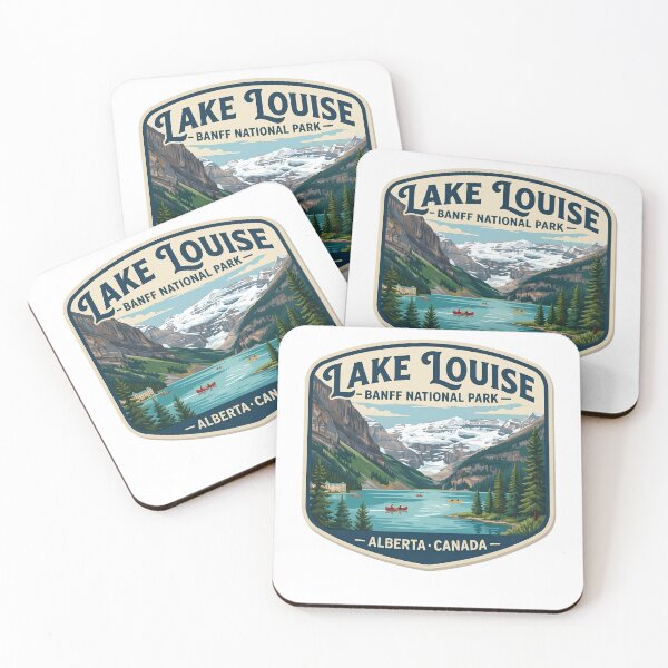 Item preview, Lake Louise Banff National Park Vintage Canadian Rockies Canoe Art designed and sold by LittleArij.
