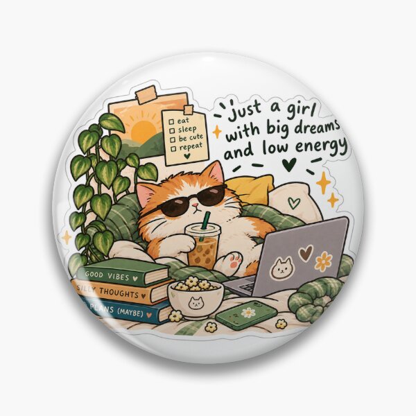 Item preview, Funny Cat Sticker – Just a Girl With Big Dreams and Low Energy designed and sold by Dikons.