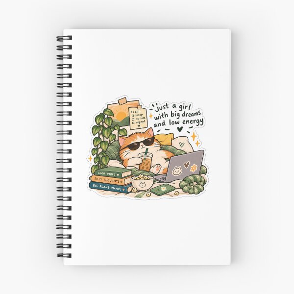 Item preview, Funny Cat Sticker – Just a Girl With Big Dreams and Low Energy designed and sold by Dikons.