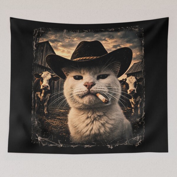 Item preview, Funny Cowboy Cat designed and sold by BURRITO-Blog.