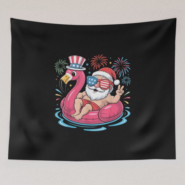 Item preview, Christmas in July Shirt Santa Flamingo Float Summer Xmas designed and sold by bandom557.