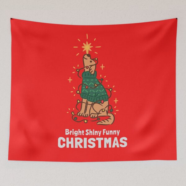 Item preview, Golden Retriever looking up tangled in Christmas Tree Lights designed and sold by monkik.