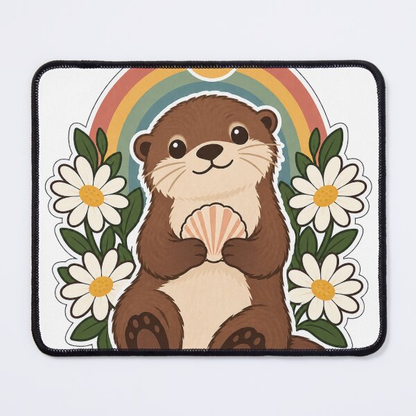 Item preview, Cute Retro Otter with Seashell, Moon and Daisies designed and sold by Pixel & Ponder.