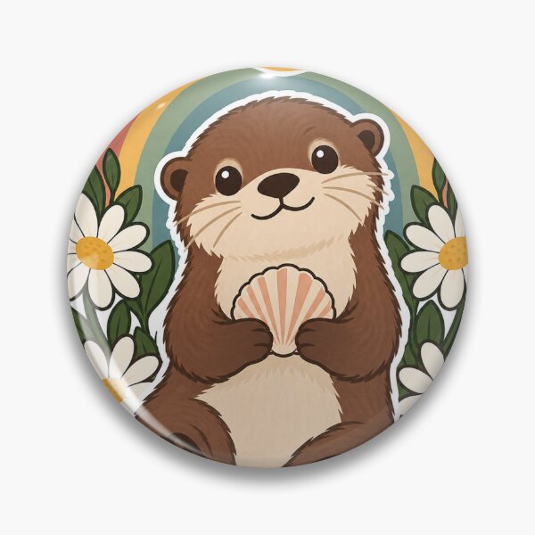 Item preview, Cute Retro Otter with Seashell, Moon and Daisies designed and sold by Pixel & Ponder.