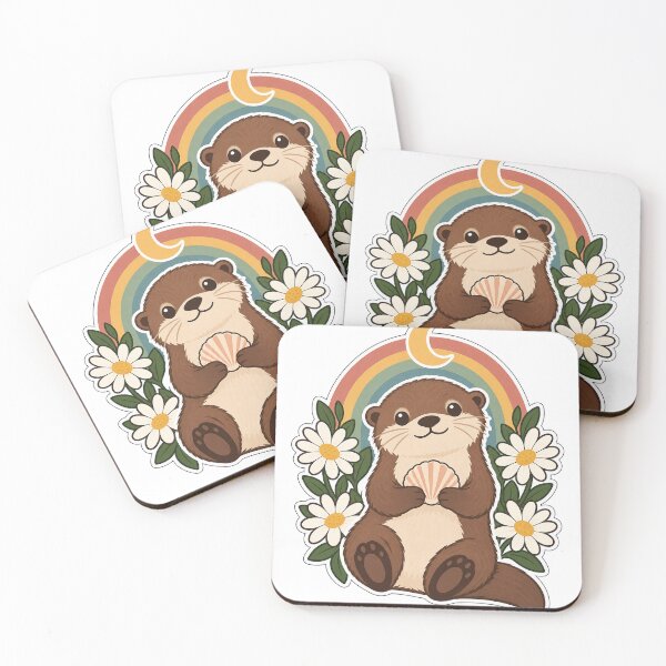 Item preview, Cute Retro Otter with Seashell, Moon and Daisies designed and sold by Pixel & Ponder.