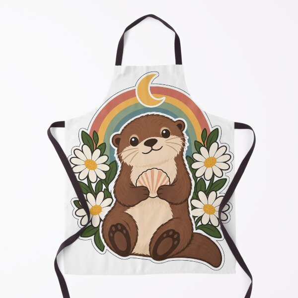 Item preview, Cute Retro Otter with Seashell, Moon and Daisies designed and sold by Pixel & Ponder.